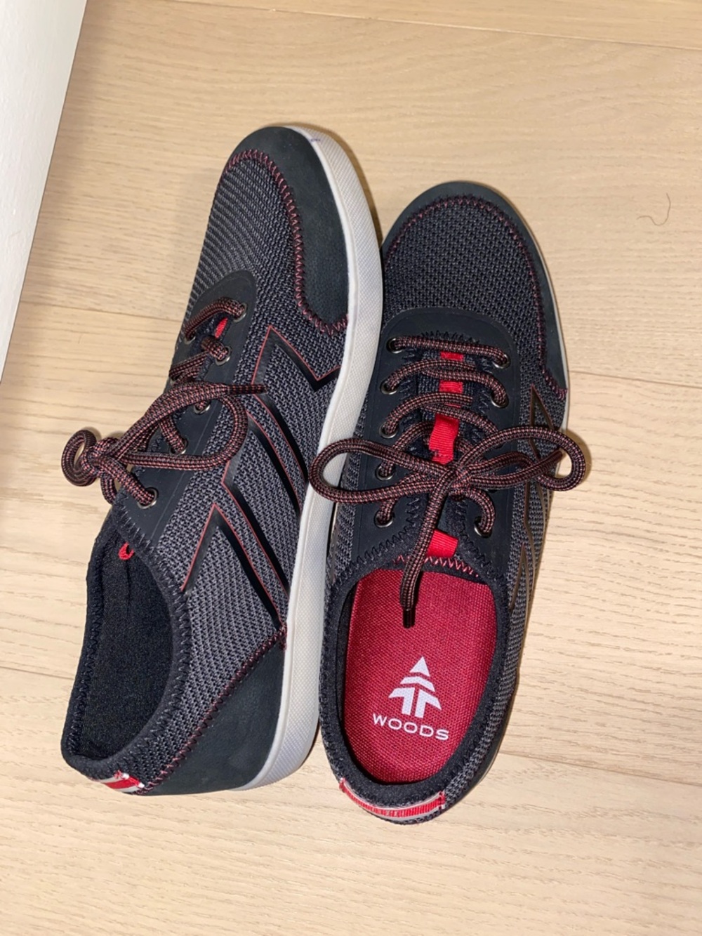 Woods Men's Casual Sneaker in Black and Red
